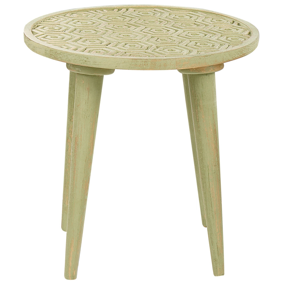 Set di 2 tavolini in legno di mango verde chiaro fatto a mano stile vintage retrò soggiorno camera da letto