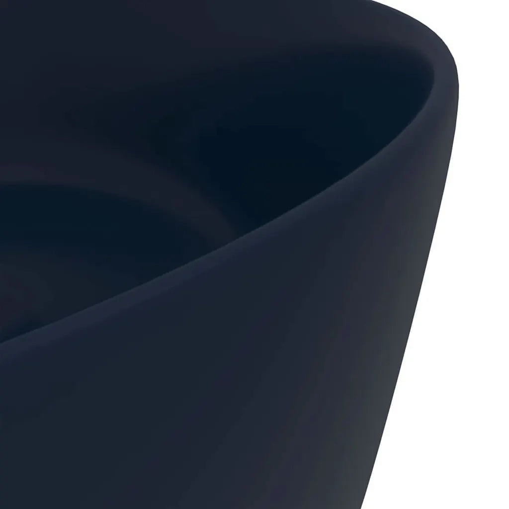 Lavandino Lusso Rotondo Blu Scuro Opaco 40x15 cm in Ceramica 147012