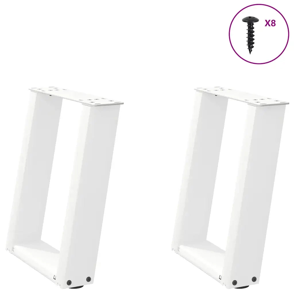 Gambe per Tavolino da CaffÃ¨ a Forma di U 2 pz Bianche 28x(42-43) cm Acciaio