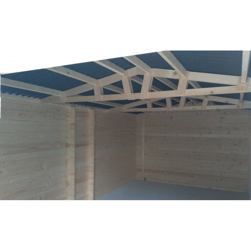 Garage in legno 350x540 cm – Pareti 28 mm – Tetto ondulato – Porta doppia – Dorna – DO3554N Foresta