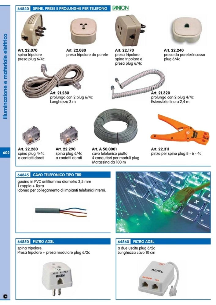 10pz fme art.22.170 spina + presa plug 6-4c x telefono cod:ferx.5763