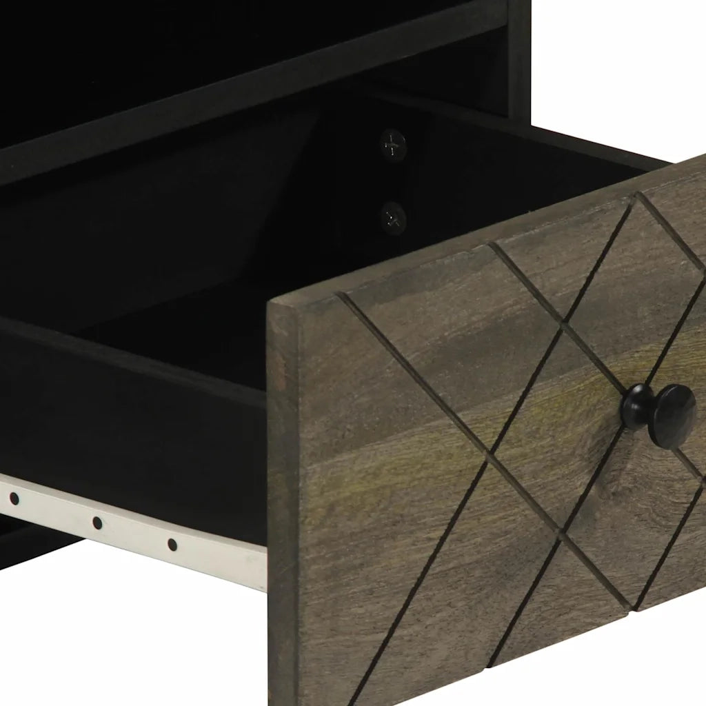 Tavolino da Salotto Nero 80x54x40 cm in Legno Massello di Mango 4017697