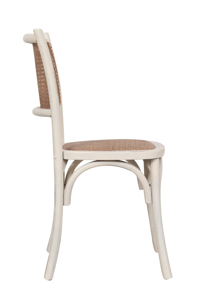 Biscottini Sedia Thonet in massello di frassino e seduta rattan finitura bianca anticata