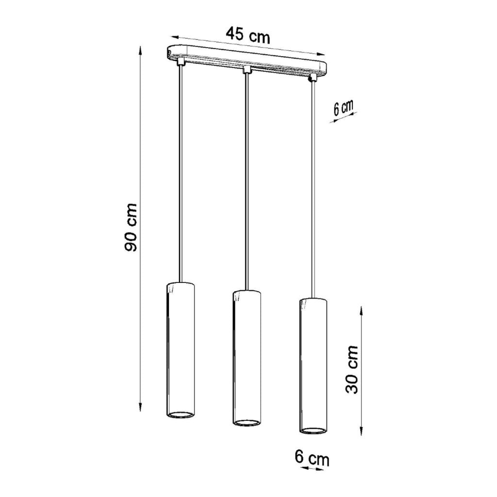 Lampadario CASANO Pure Lume 3 luci GU10 nero/legno