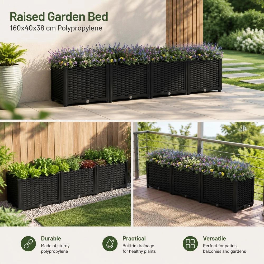 Raised Bed 160x40x38 Cm Polypropylene