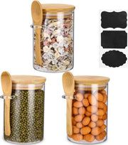 Set di contenitori a chiusura ermetica - Set di 3 - Vetro - 540 ml - con coperchio e cucchiaio