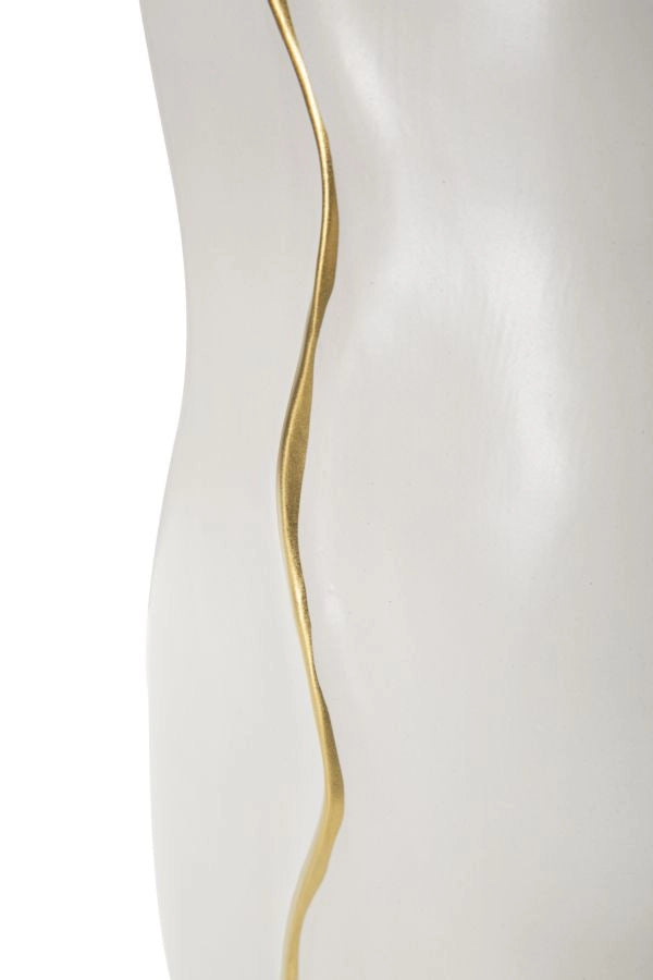 Vaso Uma 19,5x10x50 cm in Ceramica Bianco e Oro