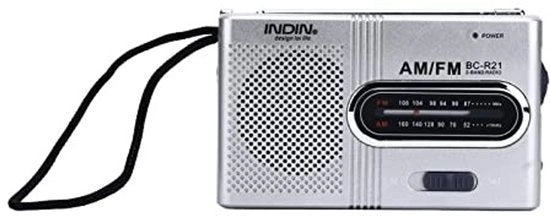 Radio Portatile a Batterie - Mini Riproduttore FM/AM - Compatta - 2 Batterie AA - Dimensioni 9,6 x 5,8 x 2,3 cm - Radio da Portafoglio