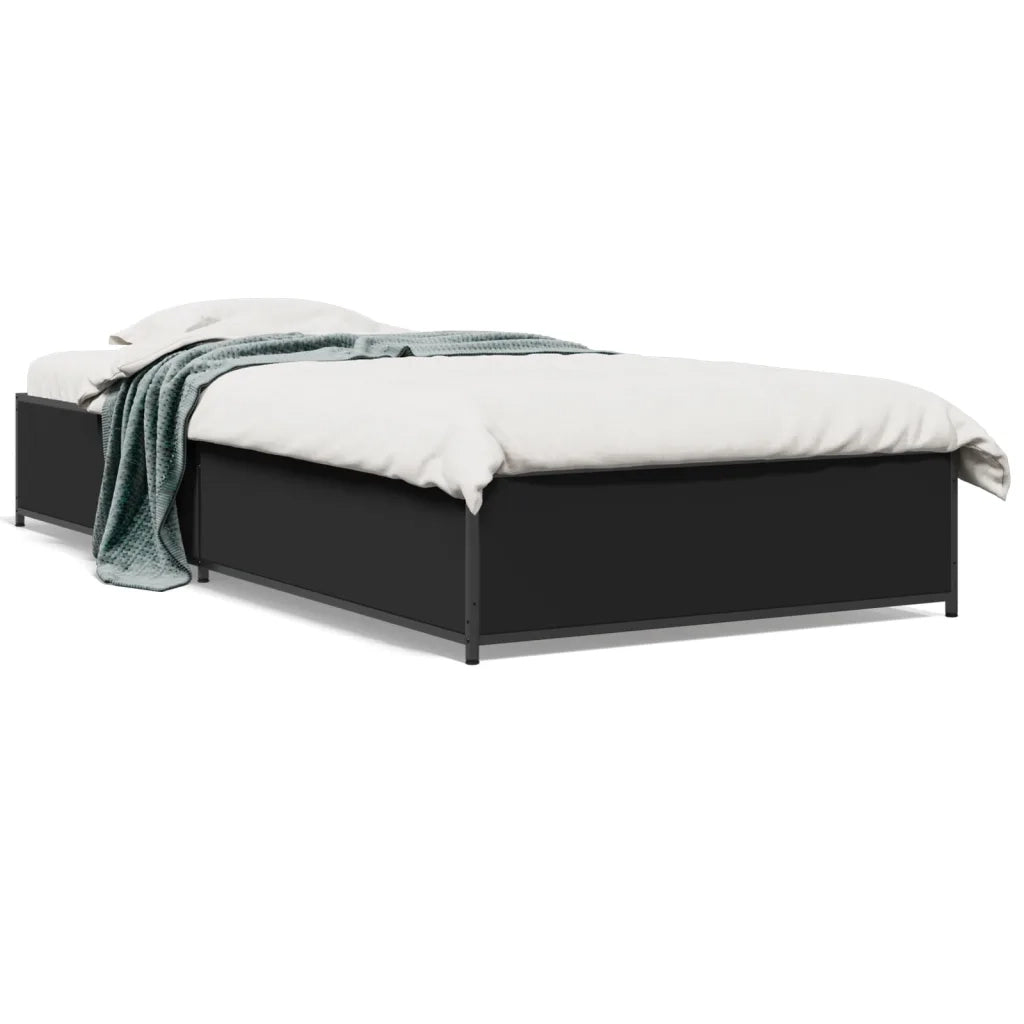 Giroletto-Struttura Letto Nero 90x190 cm in Legno Multistrato e Metallo 828780