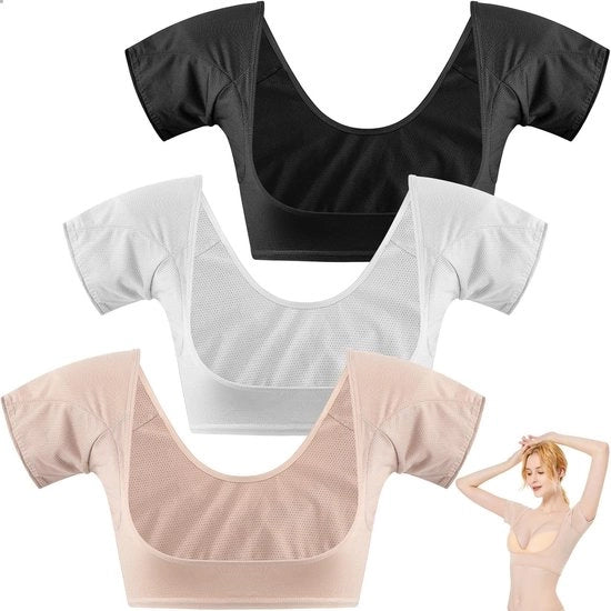 Set di maglietta per donna da 3 pezzi - Maglietta per sudore - Maniche corte - Maglietta per asciugare il sudore - Lavabile - Assorbimento del sudore rapido