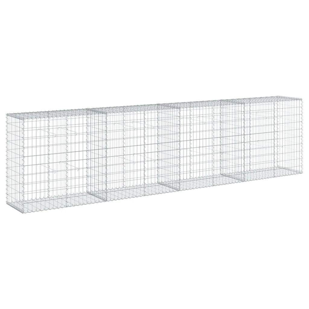 Gabbione recinto a gabbia muro di contenimento con coperchio 400 x 50 x 100 cm ferro zincato argento 02_0040163