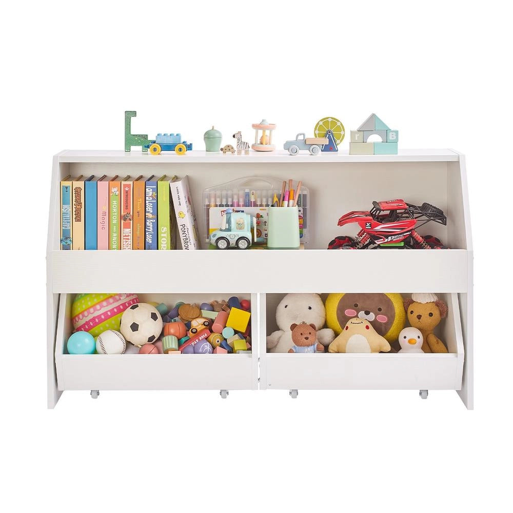 Armadio Mobile Legno Bianco Cassetti Libreria Aperta Camera Studio 33.5x11.8x33.1 Pollici