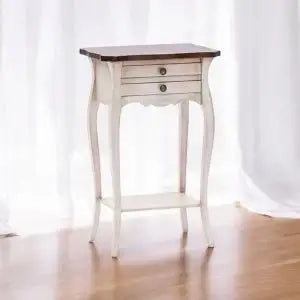 Porta telefono in legno Shabby chic mod francesino colore noce scuro e bianco anticato