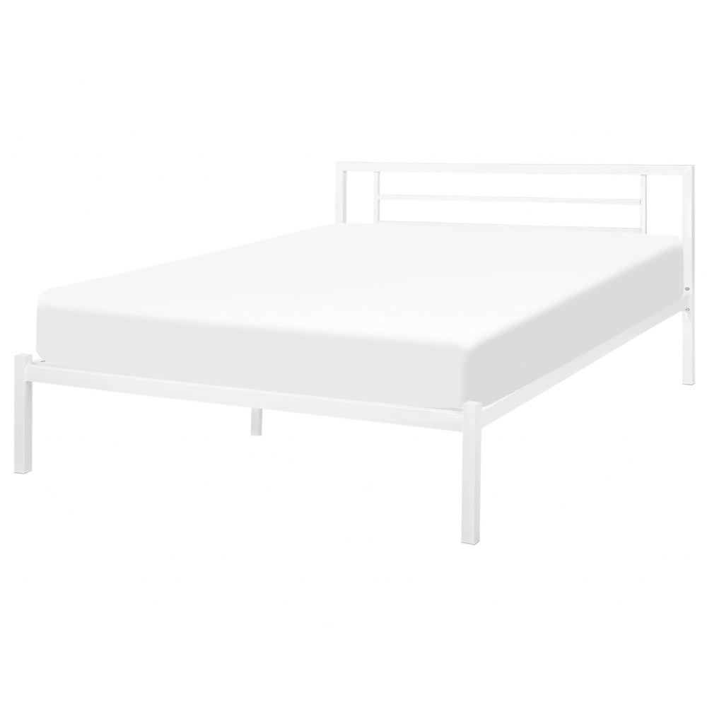 Letto in metallo Nero con rete a doghe 140 x 200 cm doghe in legno massello industriale minimalista