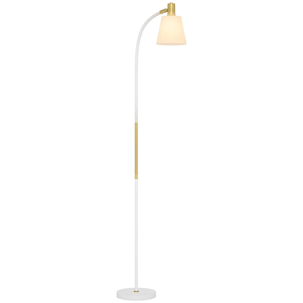 Lampada da Terra LED Regolabile in Altezza ¨C zephmum ¨C Bianco e Oro 49x21x127-160 cm