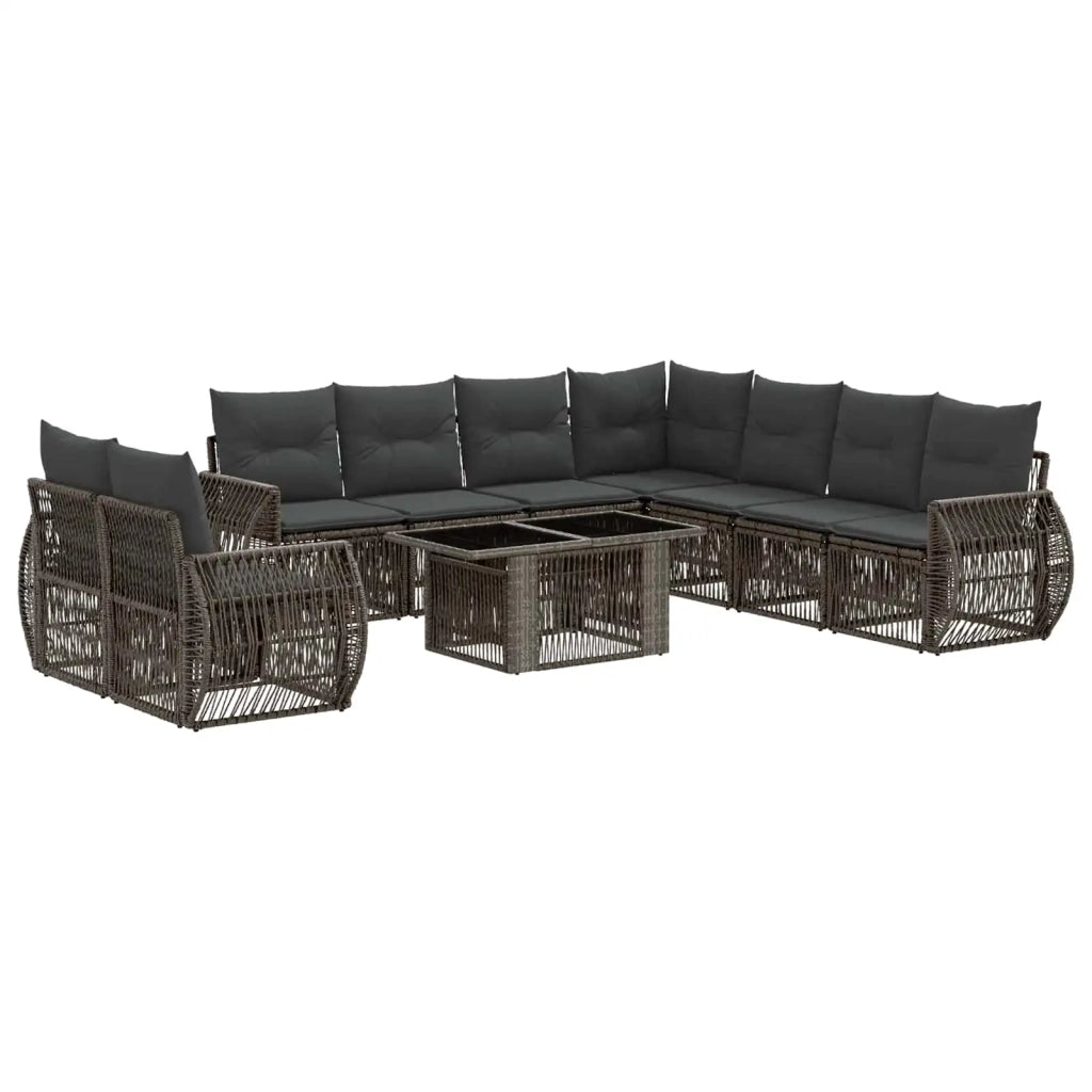 Set Divano da Giardino 10 pz Grigio e Grigio Scuro polyrattan 3436964