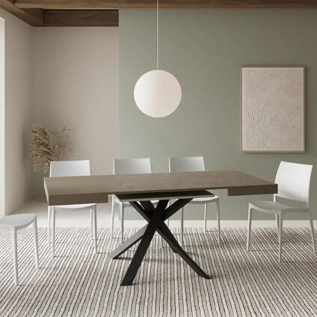 Tavolo allungabile 90/194x90 cm Clerk tortora gambe antracite