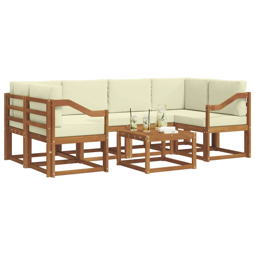 Set di divani da esterno con cuscino 7 pcs Naturale e Crema