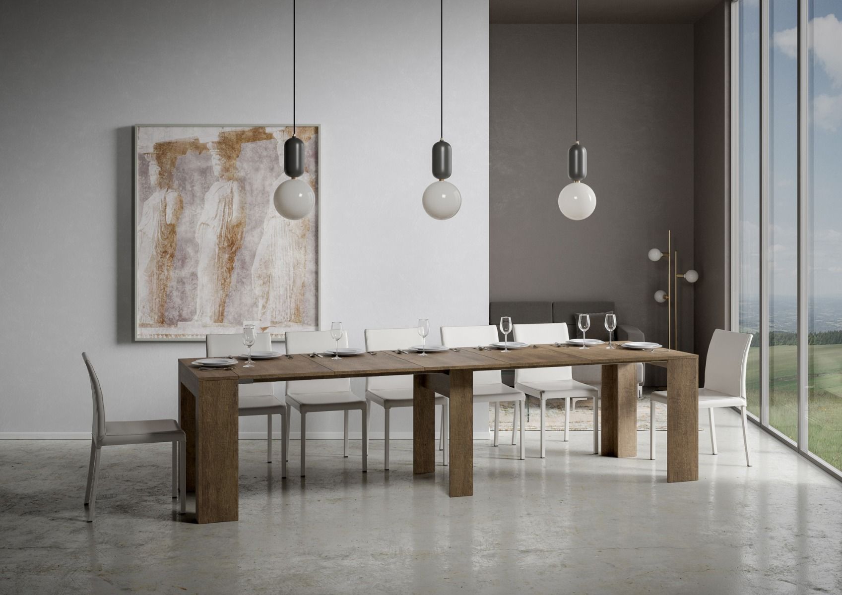 Consolle Allungabile 90-302x42x77 cm in Nobilitato Marrone