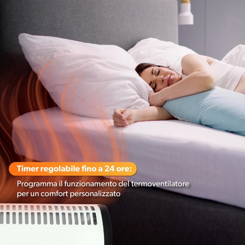 HIGH-TECH TERMOCONETTORE DA TERRA BIANCO E NERO 1800 W CON MANIGLIE PER SPOSTAMENTO E FUNZIONE ANTISURRISCALDAMENTO