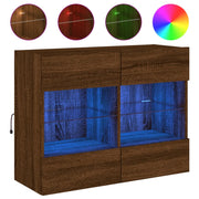 Mobile TV a Parete | Armadietto TV | Mobile Porta TV con Luci LED Rovere Marrone 78,5x30x60,5 cm