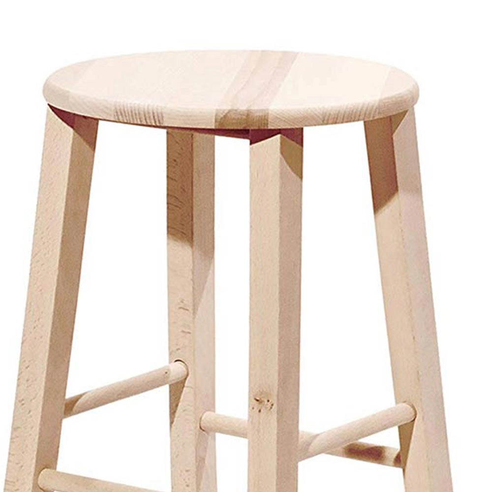 Sgabello grezzo da verniciare alto 67 cm con seduta rotonda e gambe a sciabola