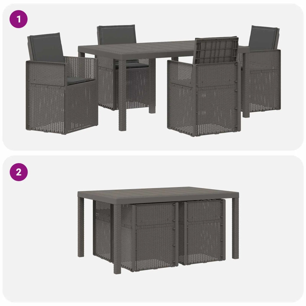 Set da Pranzo per Giardino 5 pcs Grigio chiaro e Antracite PP 3430068