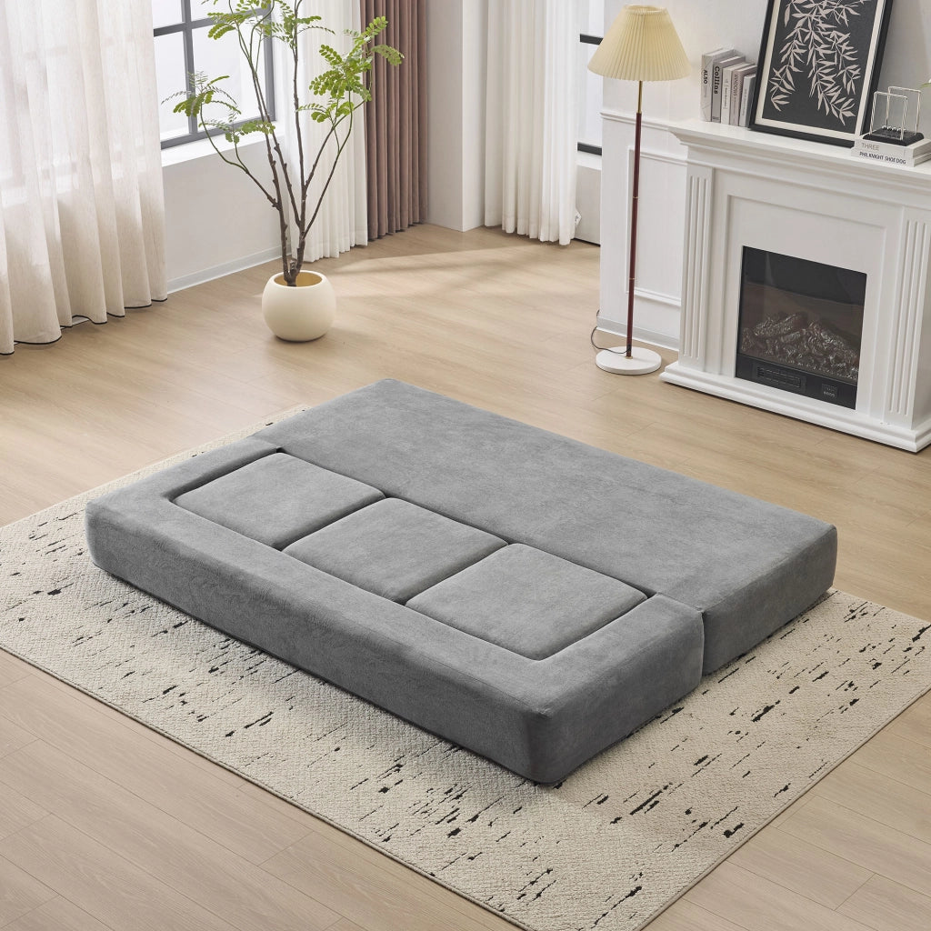 DIVANO LETTO Modulare in chenille e schiuma Grigio