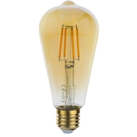 Lampadina optonica led attacco e27 2800 k luce calda vetro dorato *** potenza 4w, confezione 1