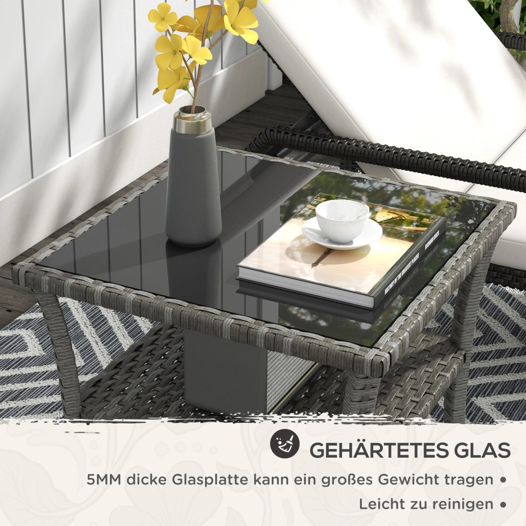 Tavolo da giardino in polyrattan quadrato ¨C Zephmum ¨C 50x50x45 cm