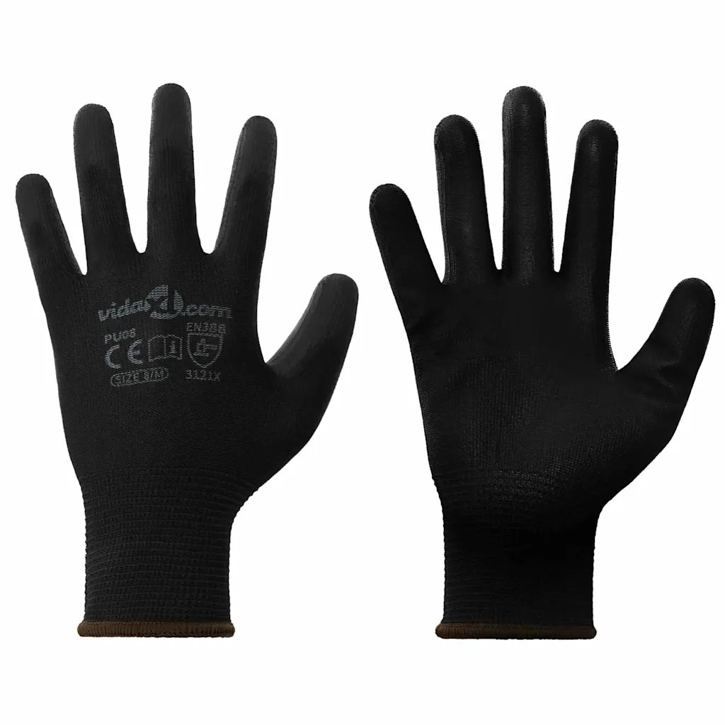 Guanti da Lavoro 24 pcs Nero 8 / m Poliestere