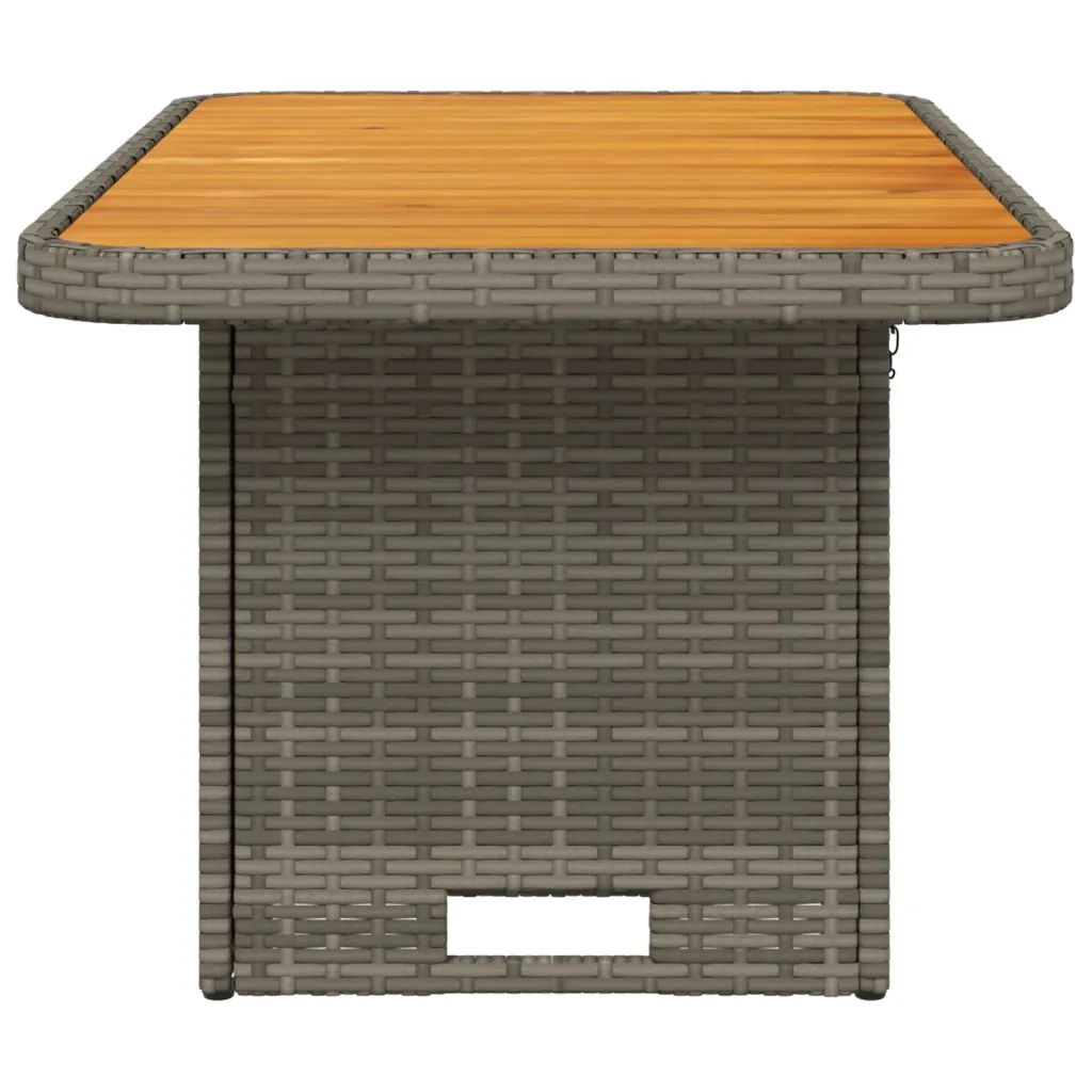 Tavolo Giardino Grigio 90x55x71 cm in Polyrattan e Legno Acacia 368276