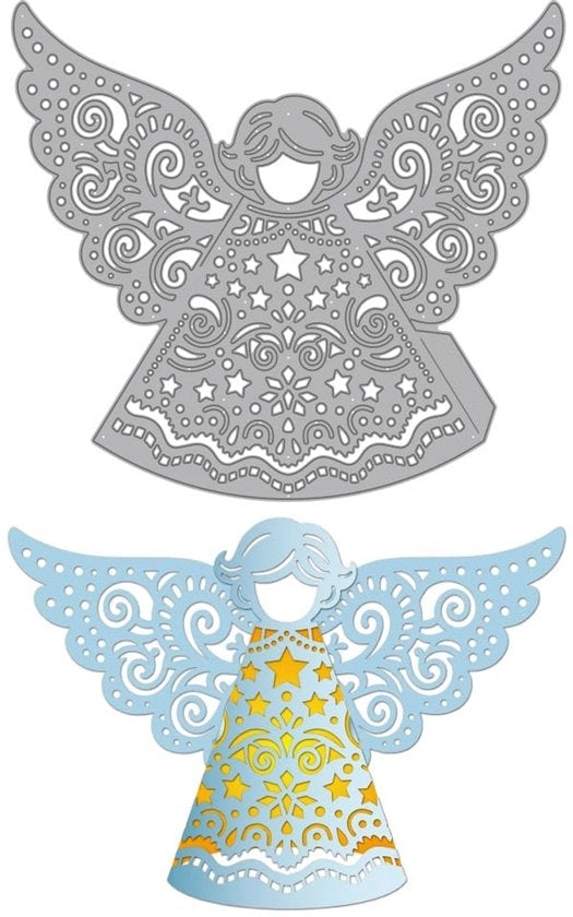 Disegno di un angelo da tagliare - Stencil - Scrapbooking - Fai da te - Stencil di metallo in acciaio inossidabile - 208mm x 181mm