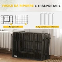 Recinto per Cani e Cuccioli con 12 Pannelli Modulabili e 2 Ingressi, 80x1.5x60cm