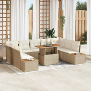 Set da Pranzo per Giardino con cuscino 10 pcs Beige e Crema