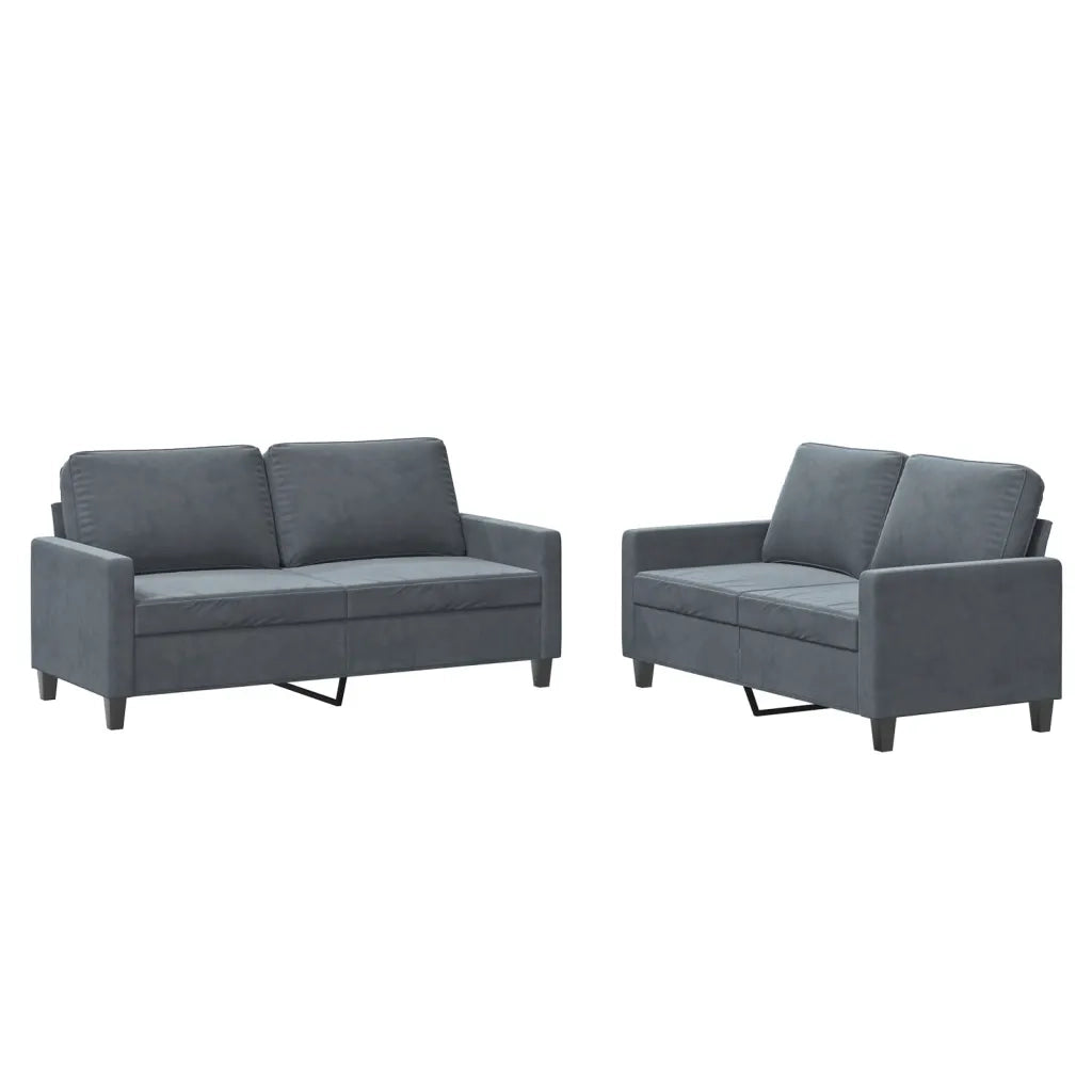 Set di Divani 2 pz con Cuscini Grigio Scuro in Velluto 3201497
