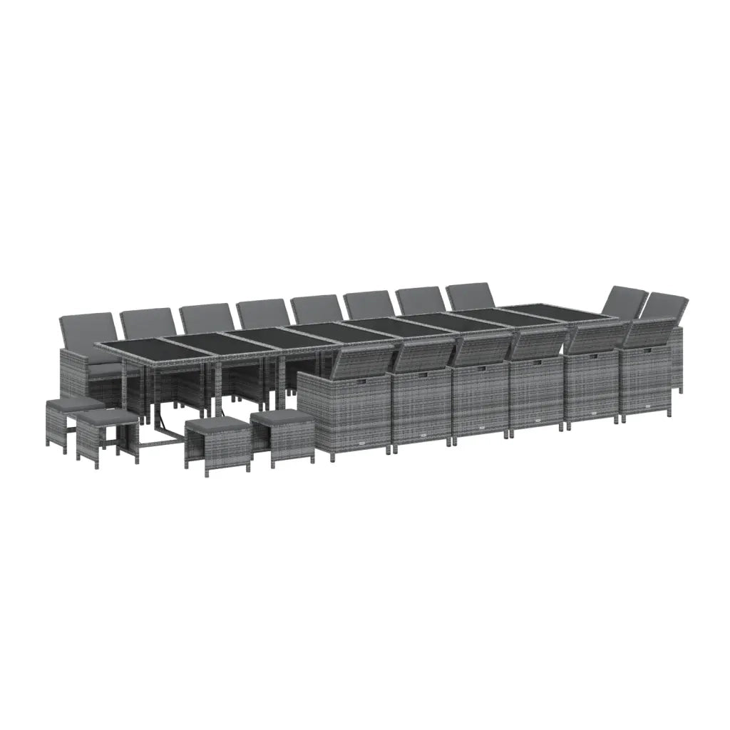 Set da Pranzo per Giardino 21pz con Cuscini Polyrattan Grigio 3095673