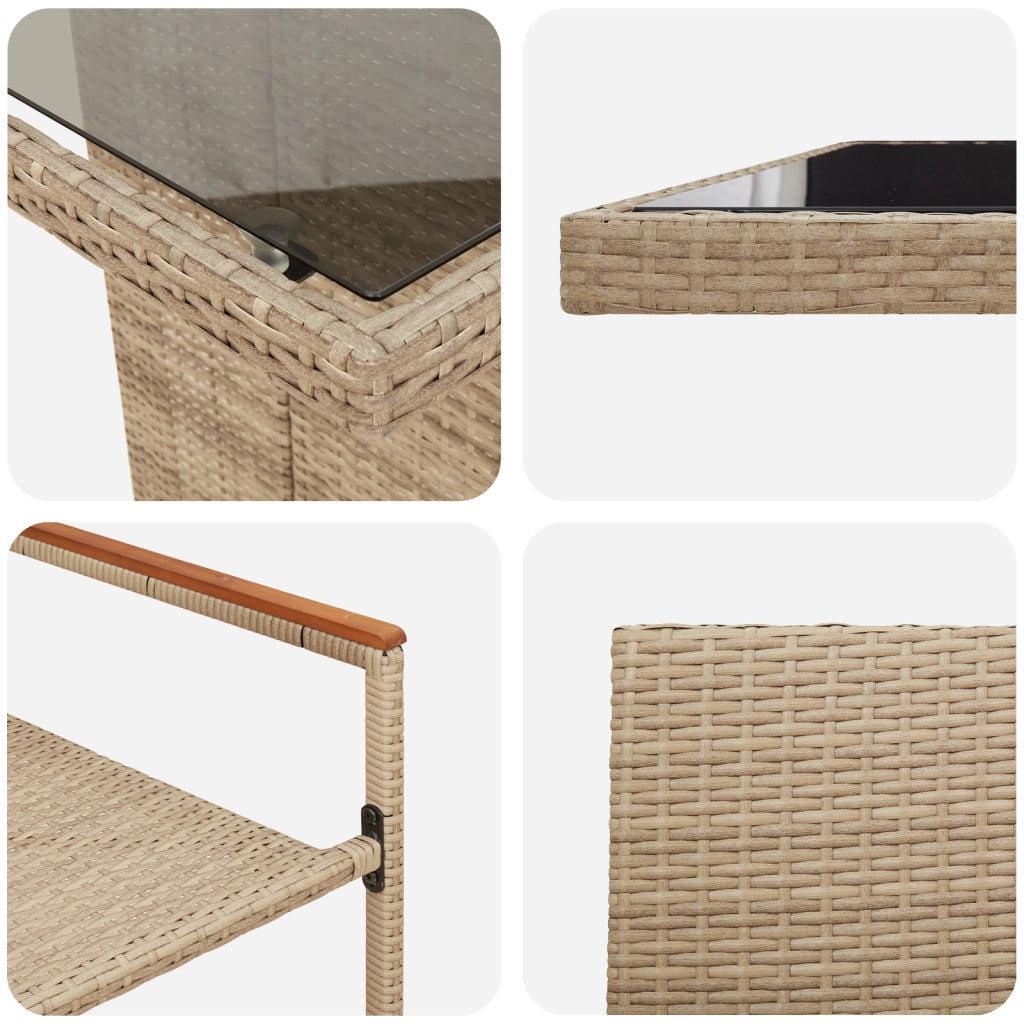 Set da Pranzo da Giardino 9 Pezzi Beige in Polyrattan