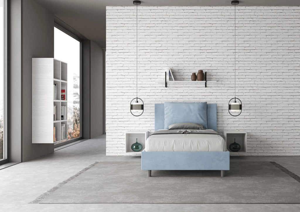 Letto 1 Piazza e Mezzo 120x210 cm con Rete Antea Azzurro