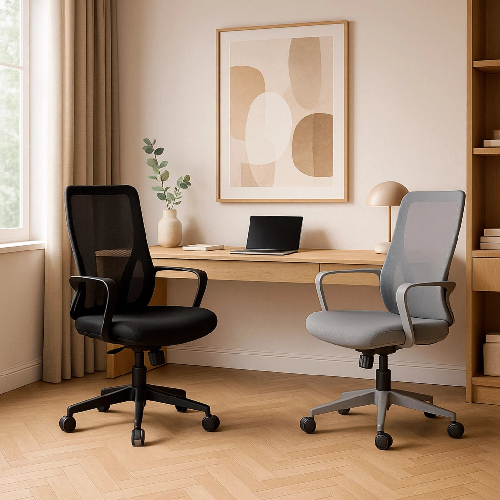 Sedia studio Hispanohogar altezza regolabile in tessuto gris