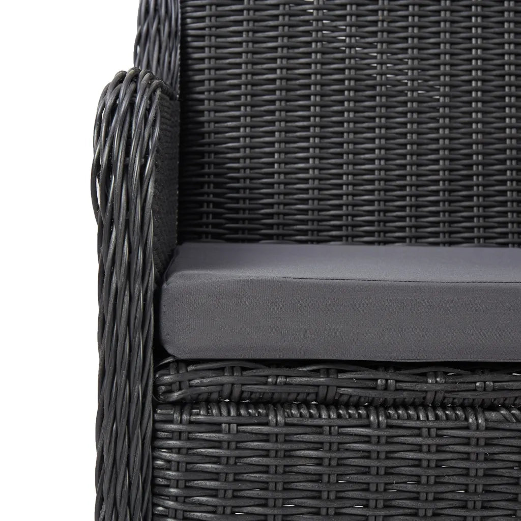 Set Bistrot da Giardino 3 pz con Cuscini in Polyrattan Nero