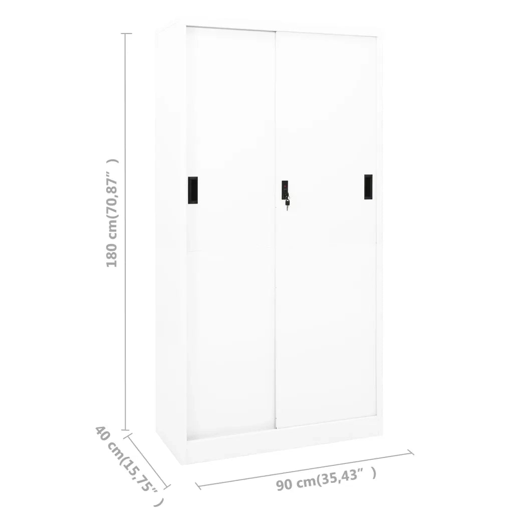 Armadio per Ufficio Anta Scorrevole Bianco 90x40x180 cm Acciaio 335958