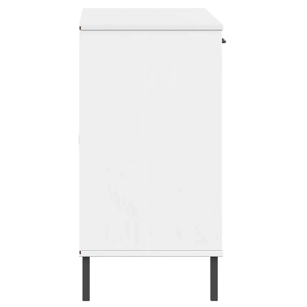Credenza Gambe Metallo Bianco 113x40x77 cm Legno Massello OSLO 351020