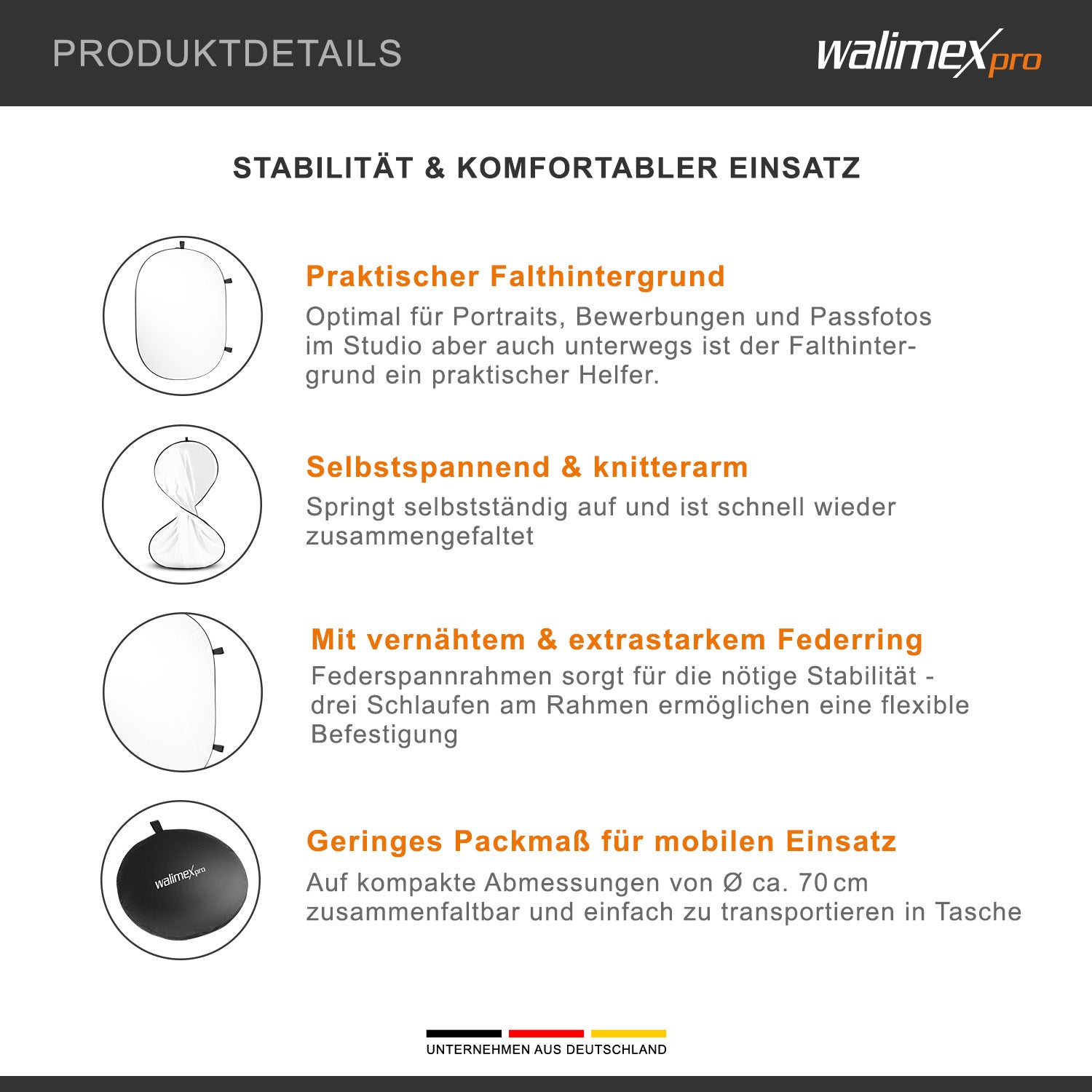 Fondale fotografico 150 x 200 cm Sfondo bianco con borsa da trasporto, con occhielli di fissaggio, per studio fotografico