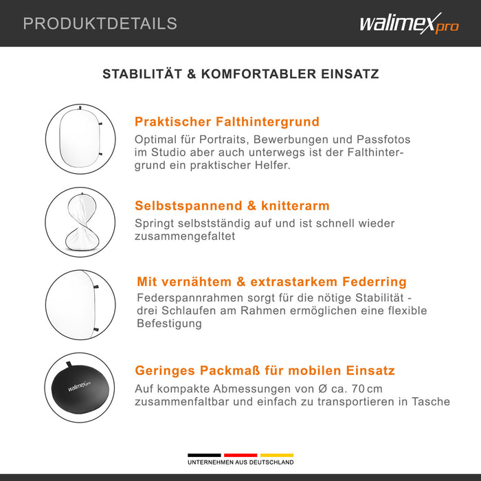 Fondale fotografico 150 x 200 cm Sfondo bianco con borsa da trasporto, con occhielli di fissaggio, per studio fotografico