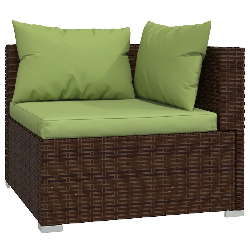 Set Divani da Giardino 5 pz con Cuscini in Polyrattan Marrone 3101628