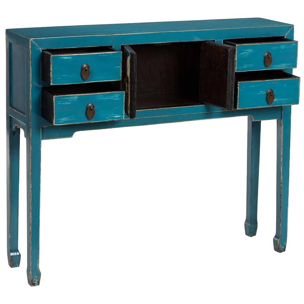 Mobile da ingresso in legno blu 100x25x85h cm