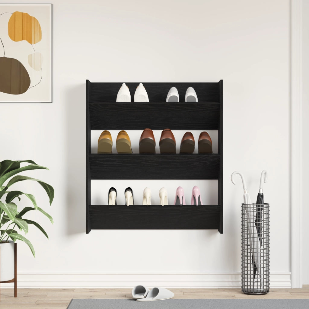 Armadio per scarpe  Nero Rovere 80x18x90 cm in legno ingegnerizzato