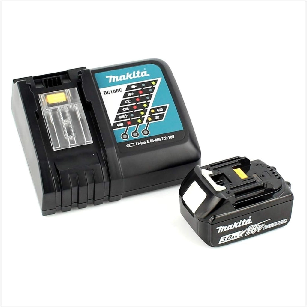 DGA 513 RF1J - Smerigliatrice angolare a batteria 18 V 125 mm Brushless + 1 batteria 3,0 Ah + caricatore + Makpac