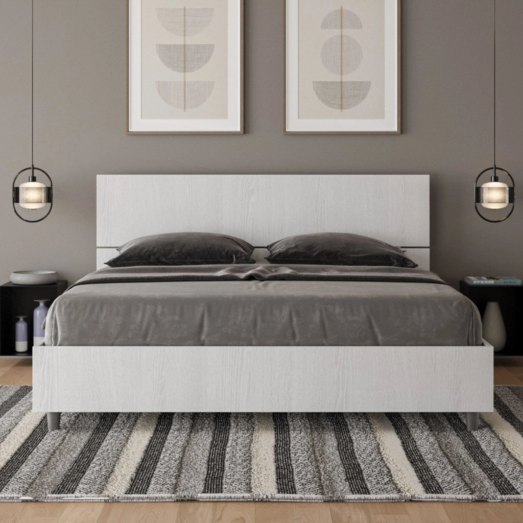 Letto matrimoniale contenitore 160x200 testata inclinata cemento Demas